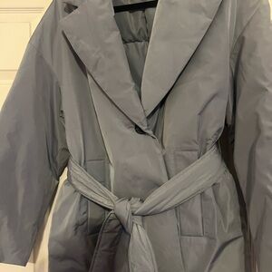 Zara Women's Gray Belted Puffer Coat